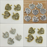 Hot! Beautiful hollow floral heart drop charms to Pick making jewery bracelet