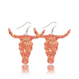 Fashion Jewelry Hook Earring Cute Cow Head sequins Leather earrings