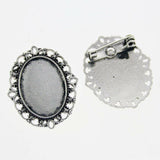 Lote de 2 cabujón ovalado de color plata tibetana de 25 x 35/25 x 18 mm, 30 x 40 mm y 13 x 18 mm, con diseño de broche.