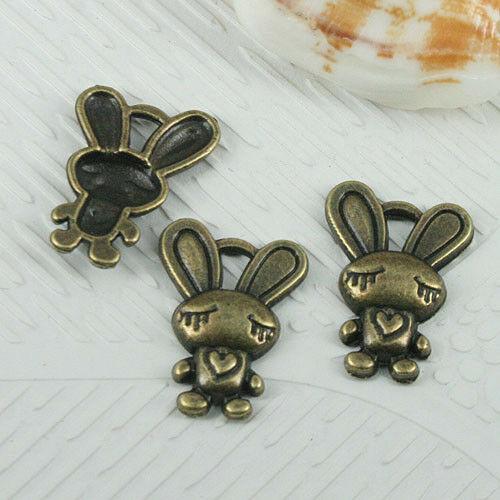 20pcs antiqued bronze tone cute rabbit charms EF0571