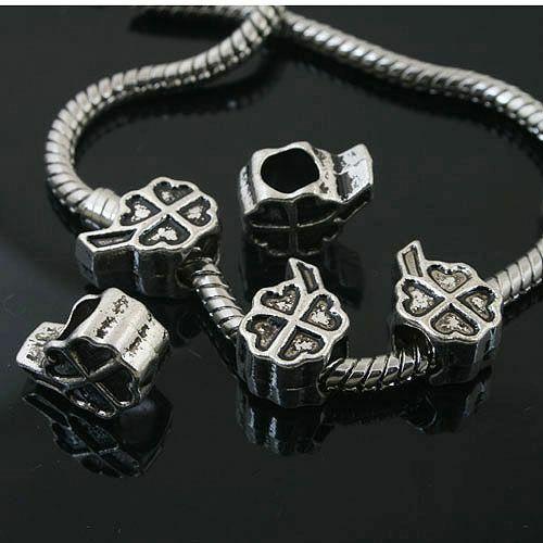 12pcs Tibetan Silver 2sided leaf spacer Beads Fit Bracelet l0110