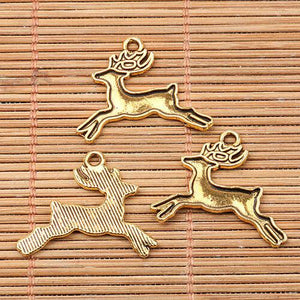 12pcs dark gold tone running deer design charms EF2569