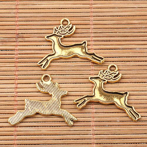 12pcs dark gold tone running deer design charms EF2569
