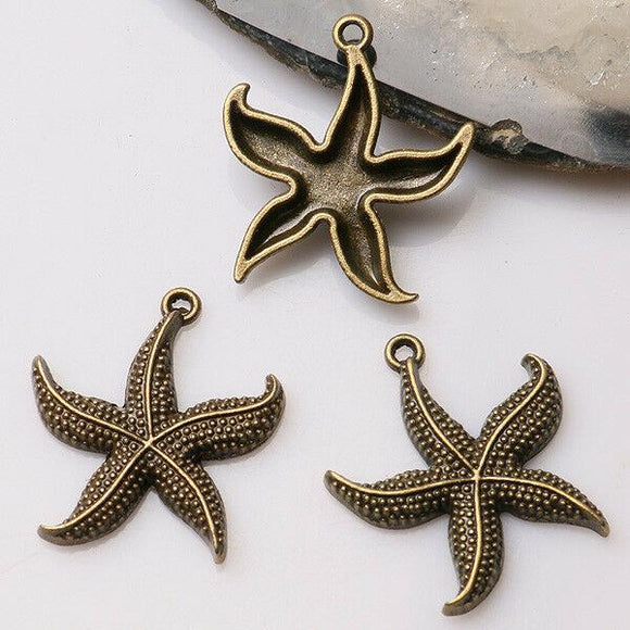 10pcs antiqued bronze color starfish design charms  EF3451