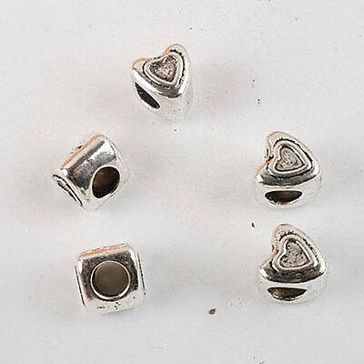 20pcs dark silver-tone heart bead fit bracelet 8290