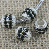 Fashion Multi-color Crystal big hole European loose bead in silver color to Pick