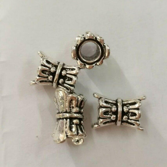 10pcs Tibetan silver color crafted 2sided Butterfly Spacer Beads H0020