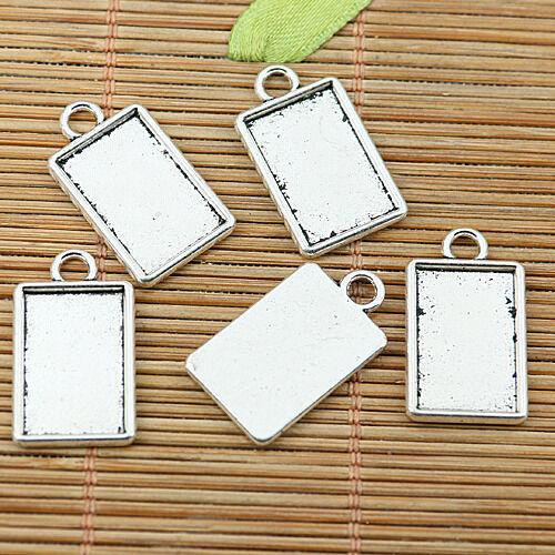 12pcs tibetan silver tone rectangle cameo cabochon settings in 17x11mm  EF1975