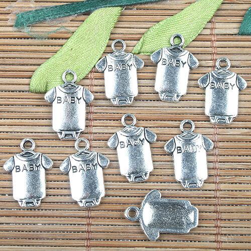 Alloy metal Tibetan Silver color BABY clothes design charms 18pcs EF0144