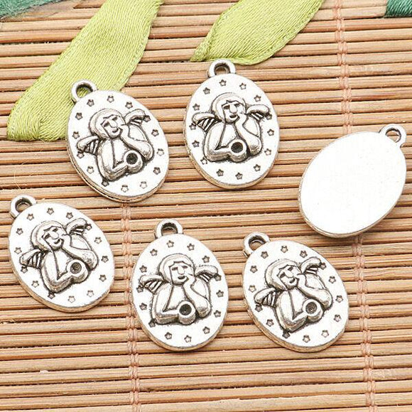 10pcs tibetan silver color oval shaped thinking angel design  charms EF2580