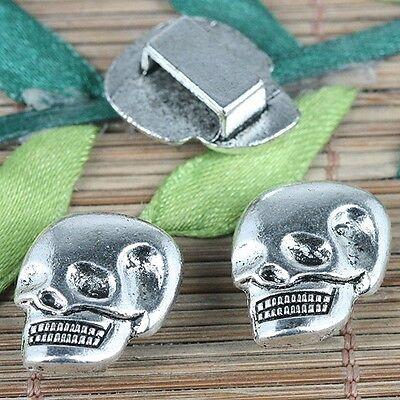 5pcs tibetan silver color skull charms EF0221