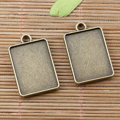 30pcs antiqued bronze tone 2sided rectangle cabochon settings EF2481