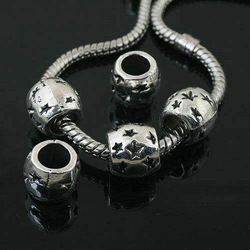 12pcs Tibetan Silver delicate star spacer Beads Fit European  Bracelet L0075