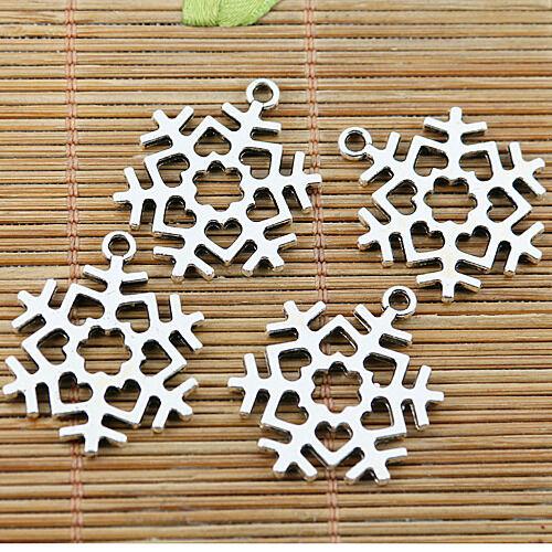 8pcs tibetan silver tone 2sided hollow snowflake design charms EF1570