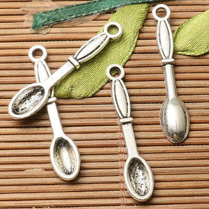 50pcs dark silver color dinner spoon design charms  EF2762