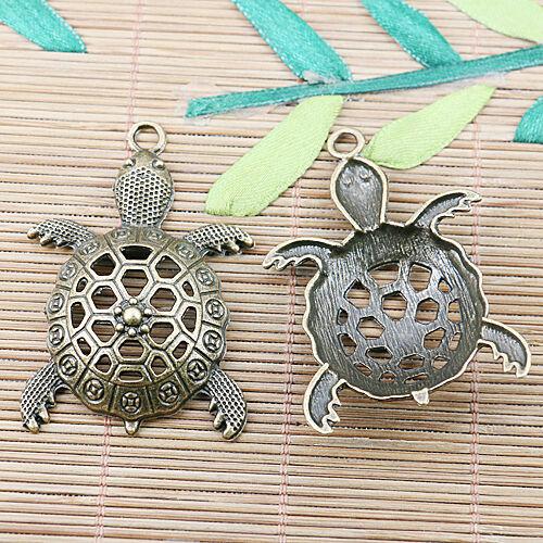 3pcs antiqued bronze color hollow turtle design pendant EF2442