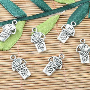 20pcs Tibetan Silver color 2sided tool barrel design charms  EF0001