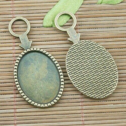 6pc antiqued bronze  cabochon settings DIY pendant  EF1249