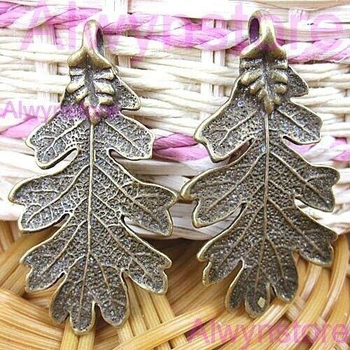 2pcs 48x26mm antiqued bronze  leaf charm pendants  G2