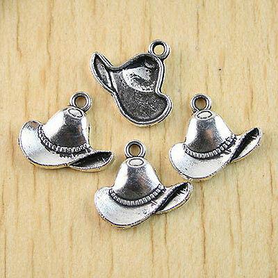 50pcs Tibetan silver cowboy hat charms finding h0877