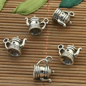 18pcs antiqued silver 3D teapot design pendant h5029