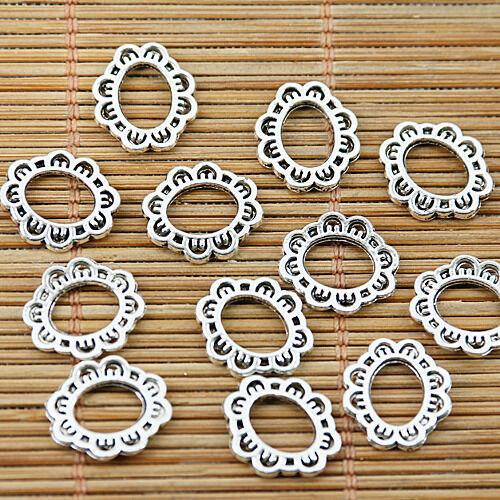 30pcs tibetan silver color oval shaped floral rim frame design EF1474