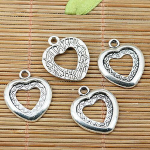 14pcs tibetan silver tone heart shaped frame cameo 13x13mm charms EF1986