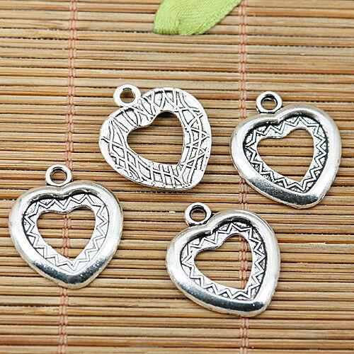 14pcs tibetan silver tone heart shaped frame cameo 13x13mm charms EF1986