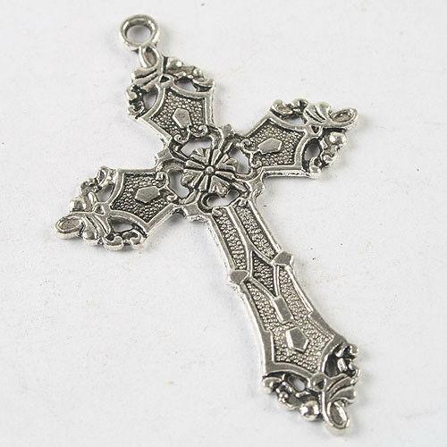 5pc dark silver tone cross pendant charm h3662