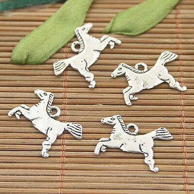 30pcs dark silver tone horse charms h3086