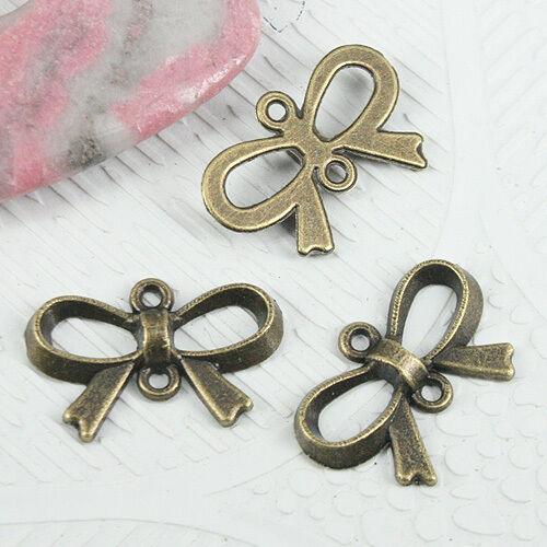 20pcs antiqued bronze color 21.5mm long ribbon bow connector EF0875