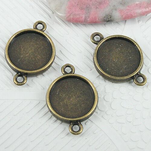 16pcs antiqued bronze round 14mm cabochon settings connector EF0708