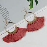 Fashion Bohemian Earrings Hook Tassel Fringe Boho Dangle Earrings Jewelry 1 Pair