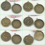 Pick ! A set (12kinds) constellations cabochon settings in antiqued bronze tone