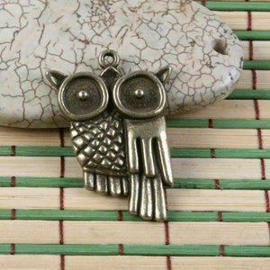 4pcs antiqued bronze owl design pendant charm G1406