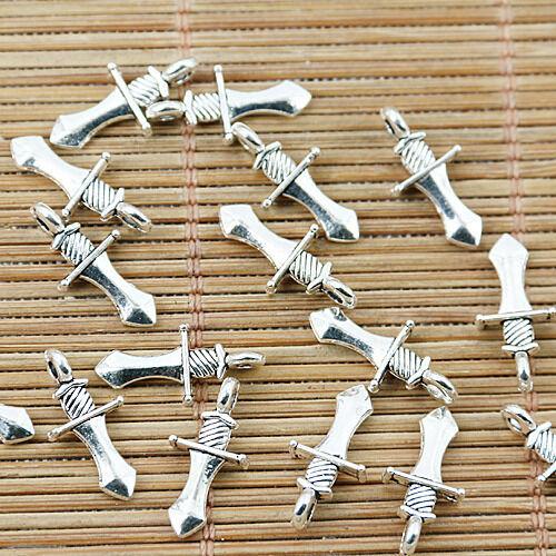 50pcs Tibetan silver sword charm pendants EF1323