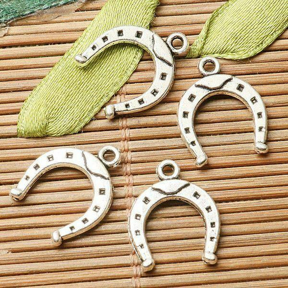 12pcs dark silver color 2sided  U shaped horse shoe design charms  EF2819