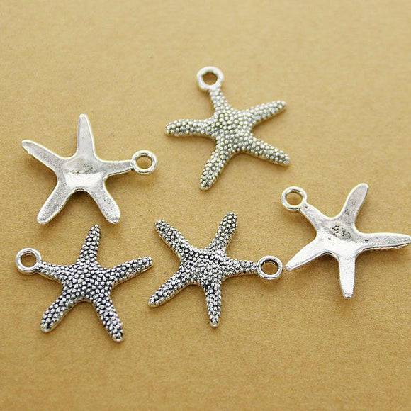 22pcs Tibetan silver color starfish design  charms  h0925