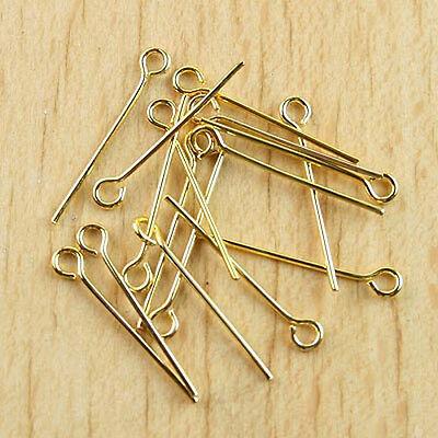 200 PCS  0.7*26mm gold-tone Eye Pin Findings Y27