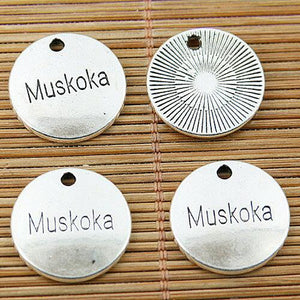 8pcs tibetan silver tone round Muskoka charms EF1785