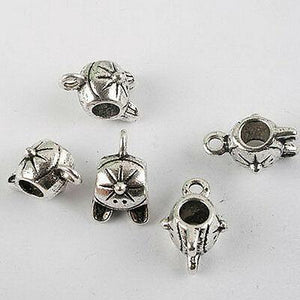 10pcs dark silver-tone cat bead bail charms fit bracelet 8248