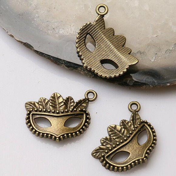 10pcs antiqued bronze color mask  design charms  EF3508