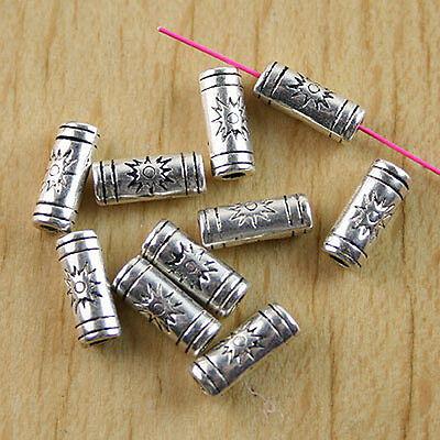 50pcs Tibetan Silver Columniform Beads Spacers H0510