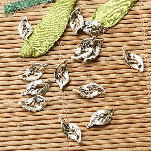 150pcs dark silver color curved little leaf design charms  EF2865