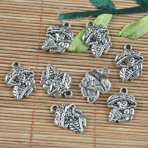 14pcs tibetan  silver color skeletal design pendant charm G1146