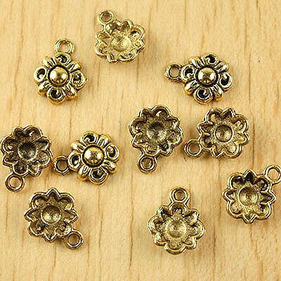 50pcs dark gold-tone flower charms findings h1839