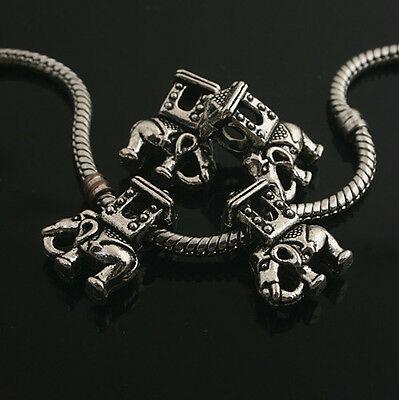 10pcs dark silver-tone elephant bead fit bracelet 8234