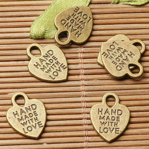 80pcs antiqued bronze color 2sided heart love design charms  EF2887