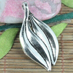 6pcs tibetan silver color leaves design charms EF0204