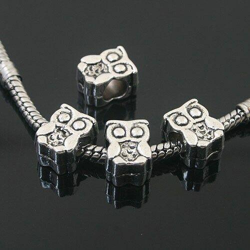 10pcs Tibetan Silver owl spacer Beads Fit European charm Bracelet L0157